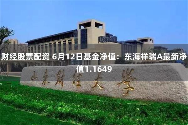 财经股票配资 6月12日基金净值：东海祥瑞A最新净值1.1649