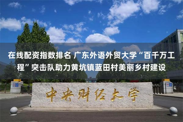 在线配资指数排名 广东外语外贸大学“百千万工程”突击队助力黄坑镇蓝田村美丽乡村建设