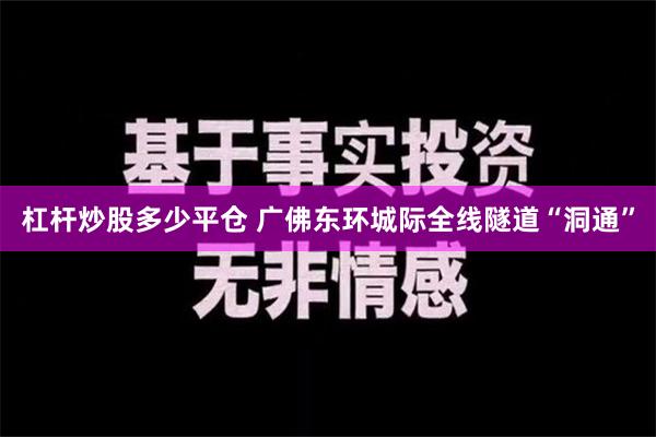 杠杆炒股多少平仓 广佛东环城际全线隧道“洞通”