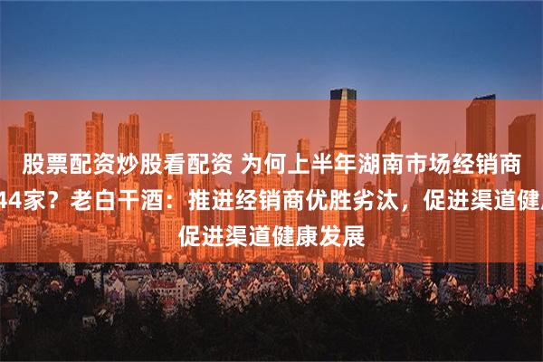 股票配资炒股看配资 为何上半年湖南市场经销商减少144家？老白干酒：推进经销商优胜劣汰，促进渠道健康发展