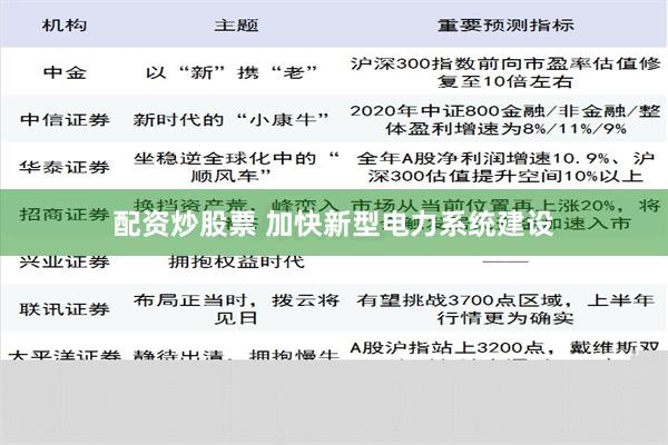 配资炒股票 加快新型电力系统建设