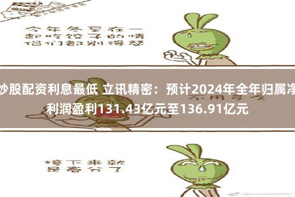 炒股配资利息最低 立讯精密：预计2024年全年归属净利润盈利131.43亿元至136.91亿元