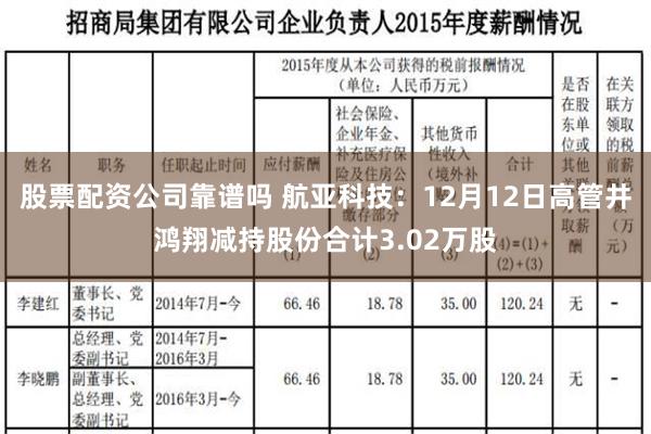 股票配资公司靠谱吗 航亚科技：12月12日高管井鸿翔减持股份合计3.02万股