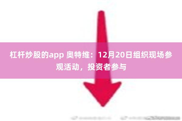 杠杆炒股的app 奥特维：12月20日组织现场参观活动，投资者参与